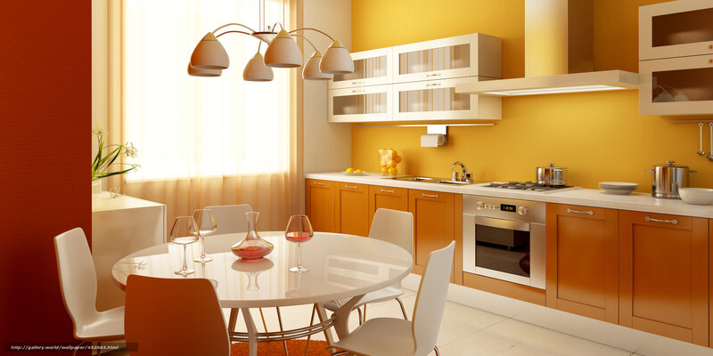Modern Kitchen Dining Area — Yellow