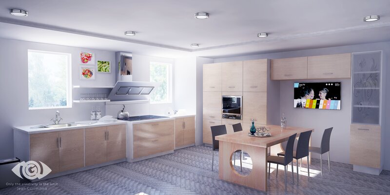 Modern Kitchen Interior — Beige, Clean