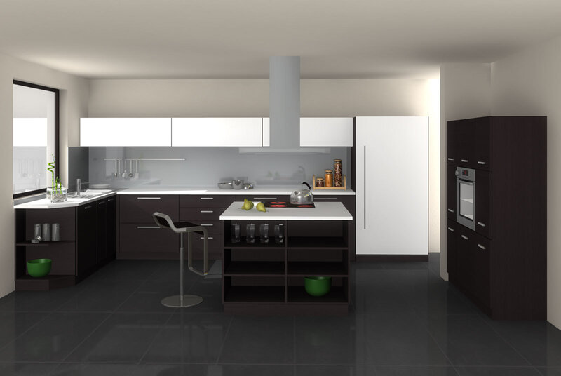 Modern Kitchen Interior — Black, Clean, 3d Render