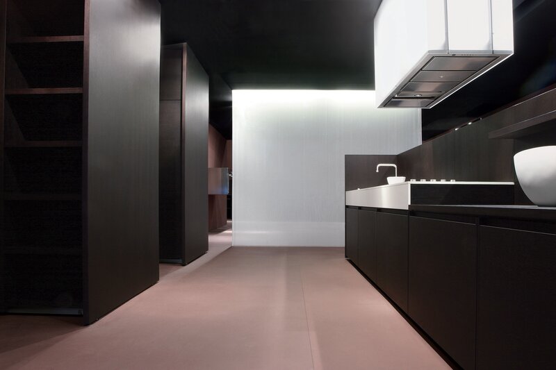 Modern Kitchen Interior — Black, Minimalist, Photograph