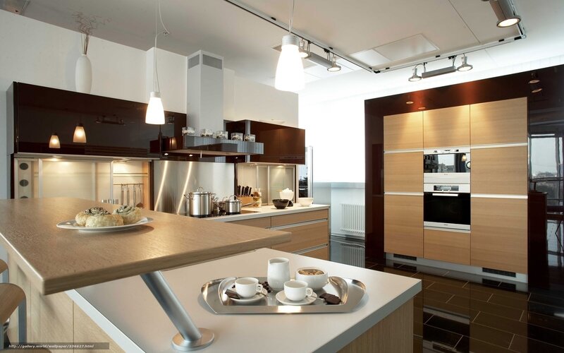 Modern Kitchen Interior — Brown, Clean, 3d Render