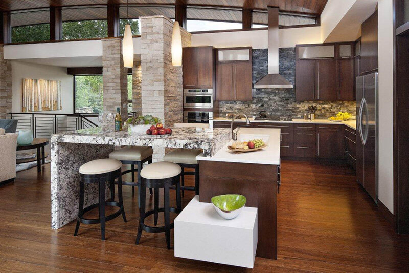 Modern Kitchen Interior — Brown, Contemporary, Afternoon