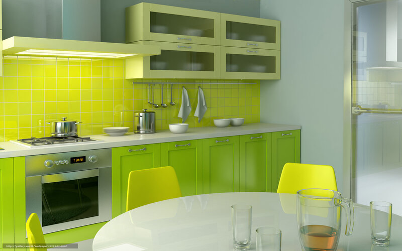 Modern Kitchen Interior — Green, Clean