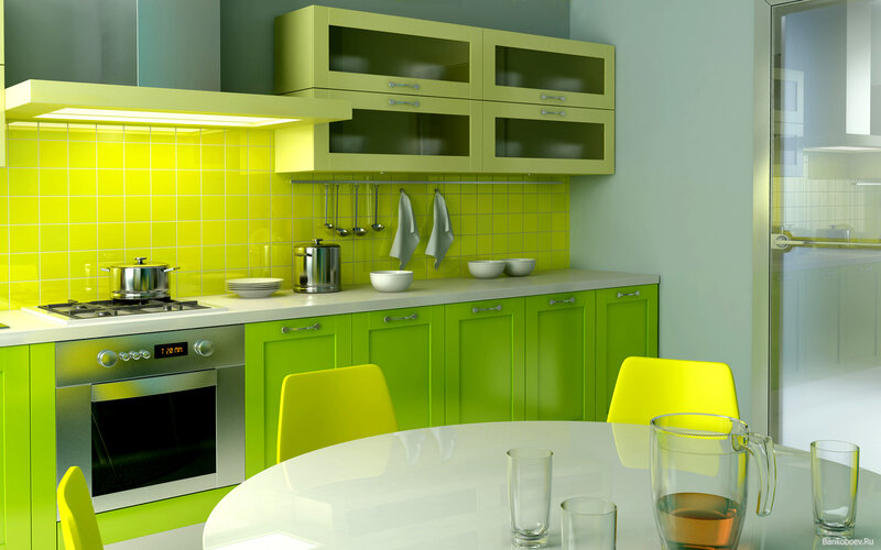 Modern Kitchen Interior — Green