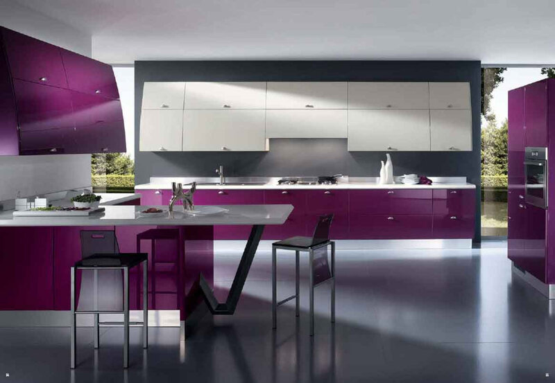 Modern Kitchen Interior — Purple