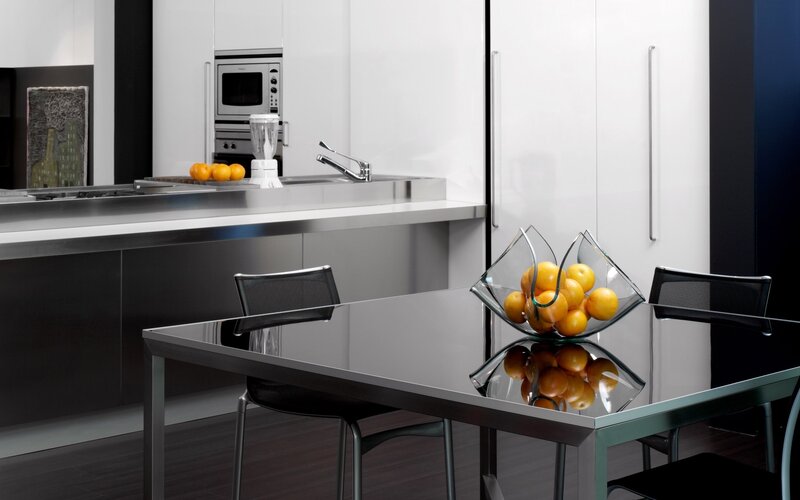 Modern Kitchen Interior — White, Clean, Photograph, Table