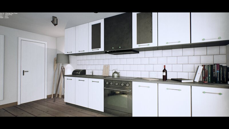 Modern Kitchen Interior — White, Neutral, 3d Render