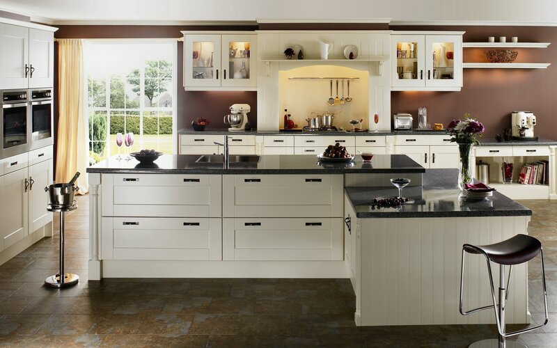 Modern Kitchen Interior — White, Serene, Afternoon