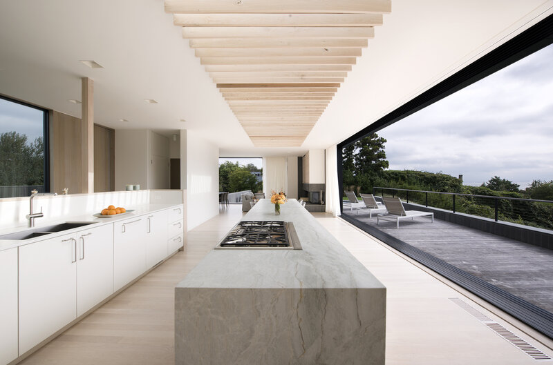 Modern Kitchen Island — White, Serene, Afternoon