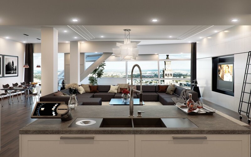 Modern Kitchen Island — White