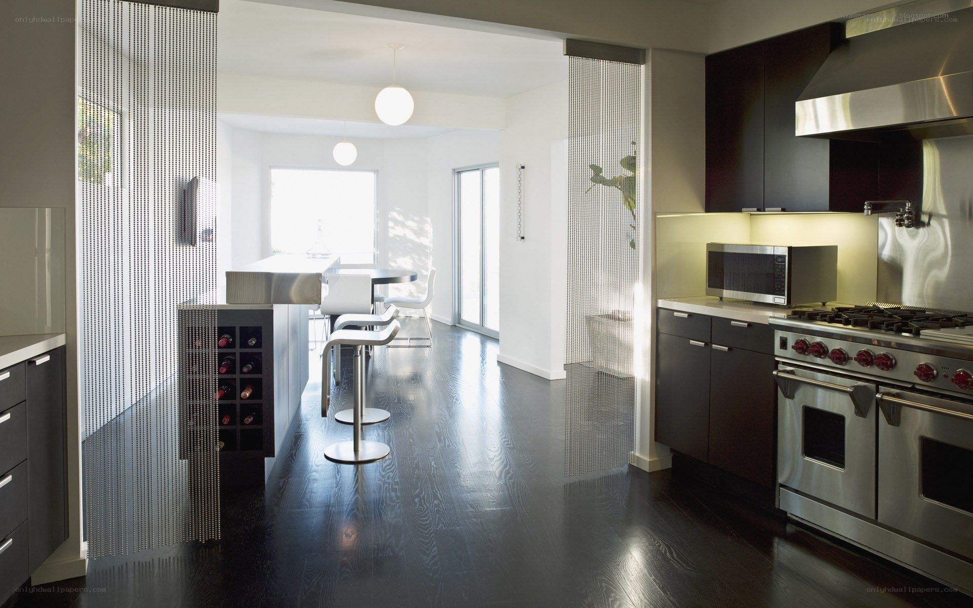 Modern kitchen with bar area