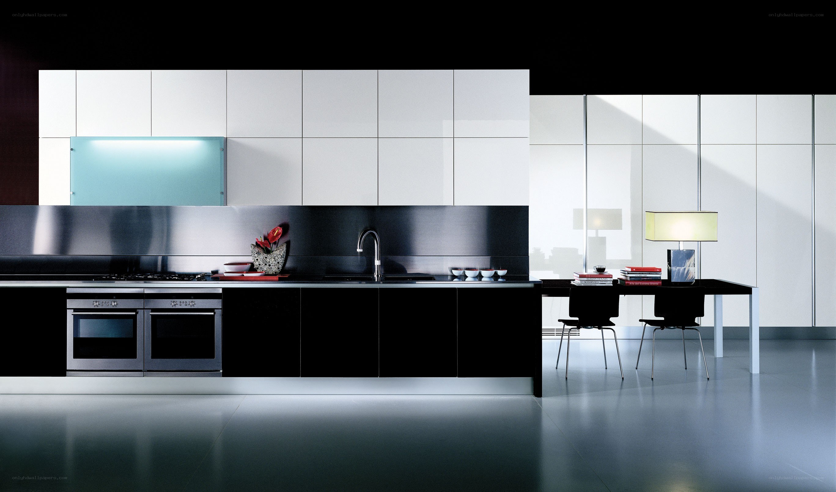 modern kitchen with black and white design