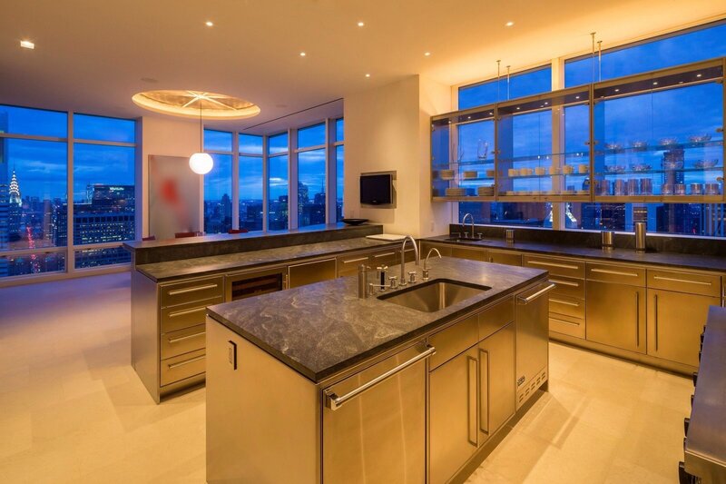 Modern Kitchen with City View — Gold