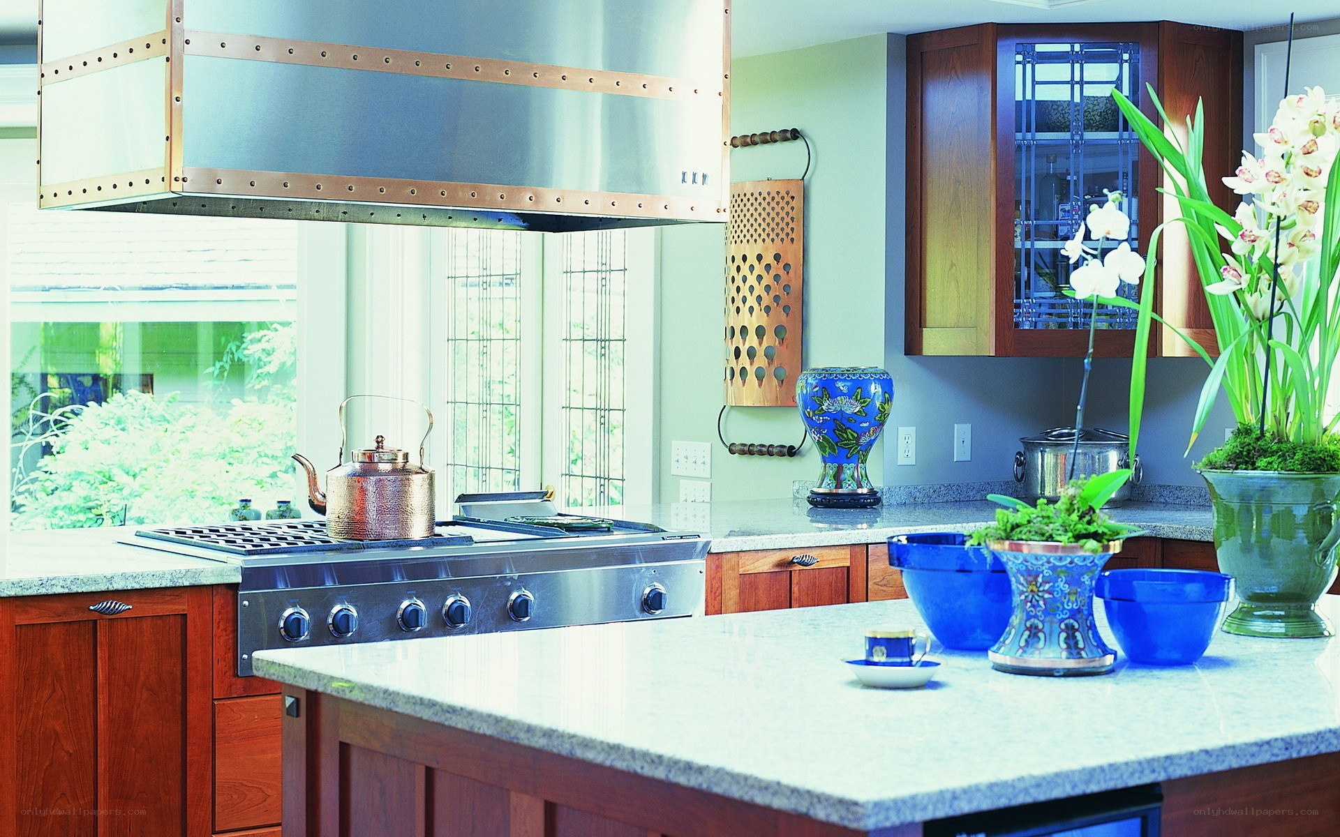 modern kitchen with copper accents