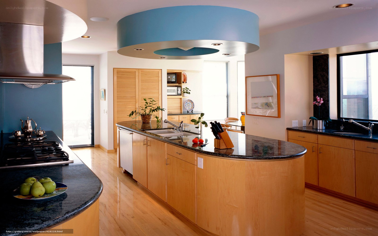 Modern kitchen with curved island