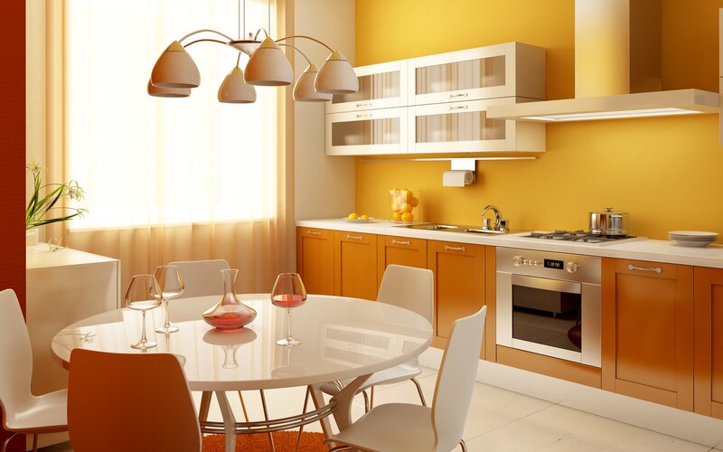 Modern kitchen with dining area