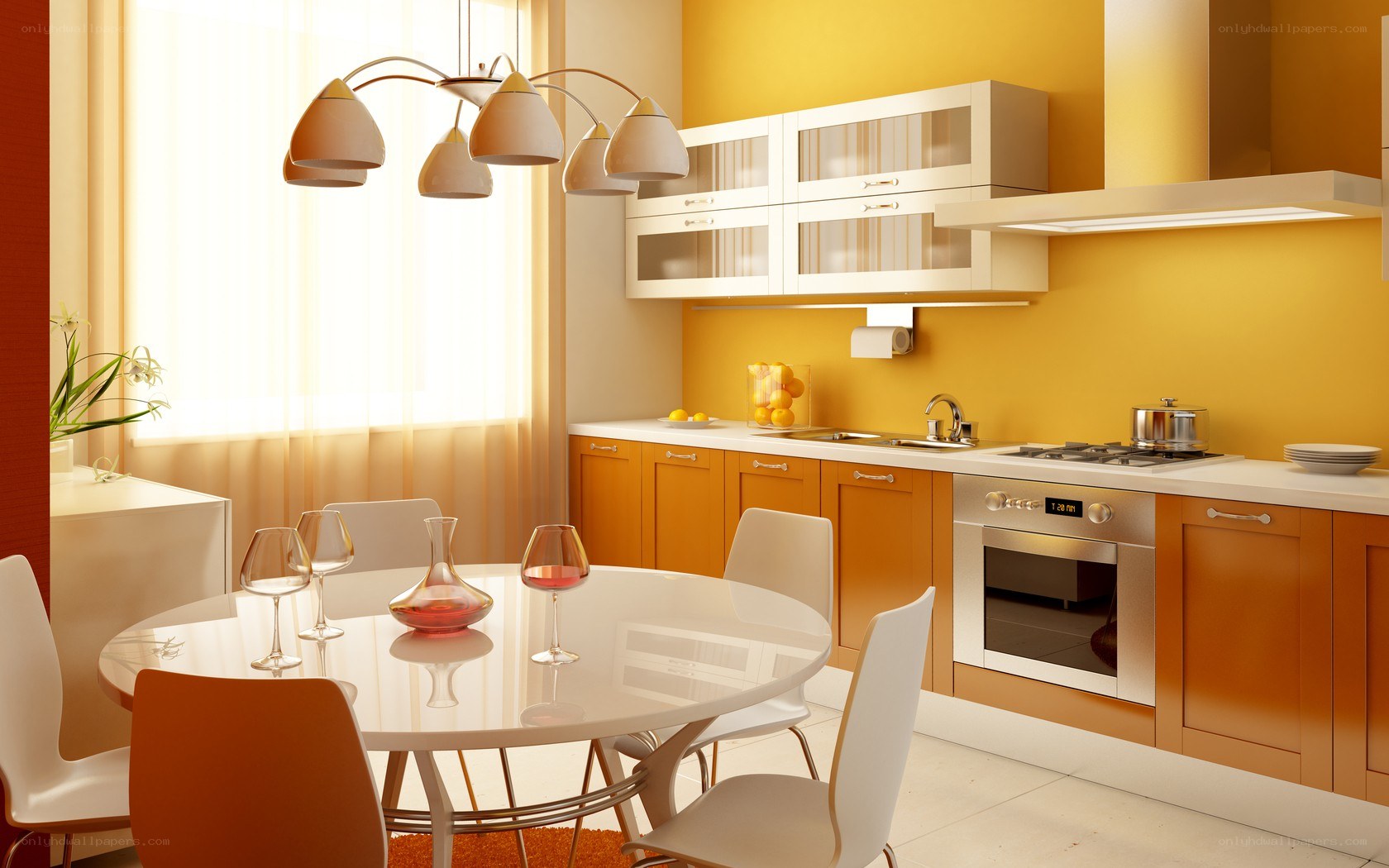 Modern kitchen with dining area
