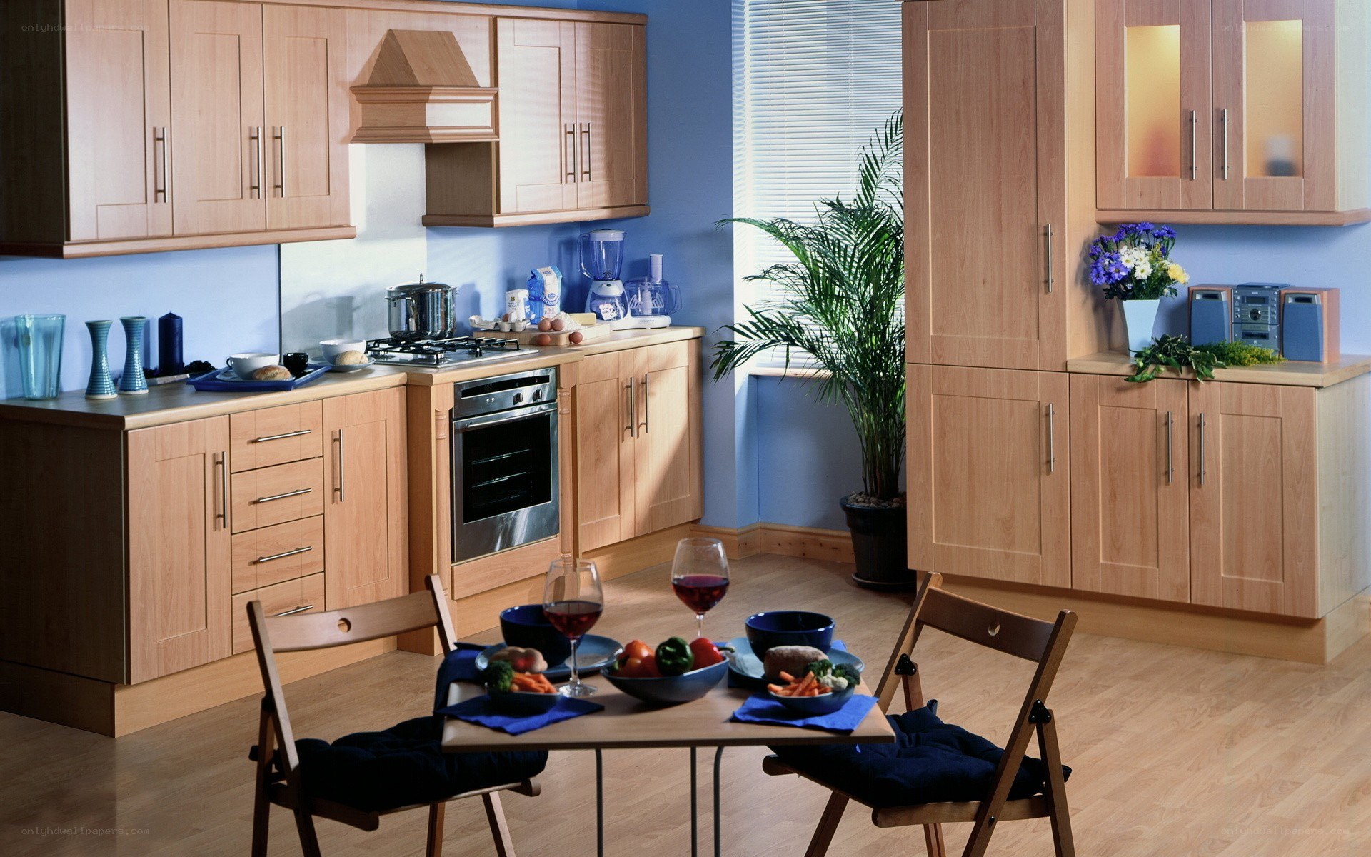 Modern kitchen with dining table