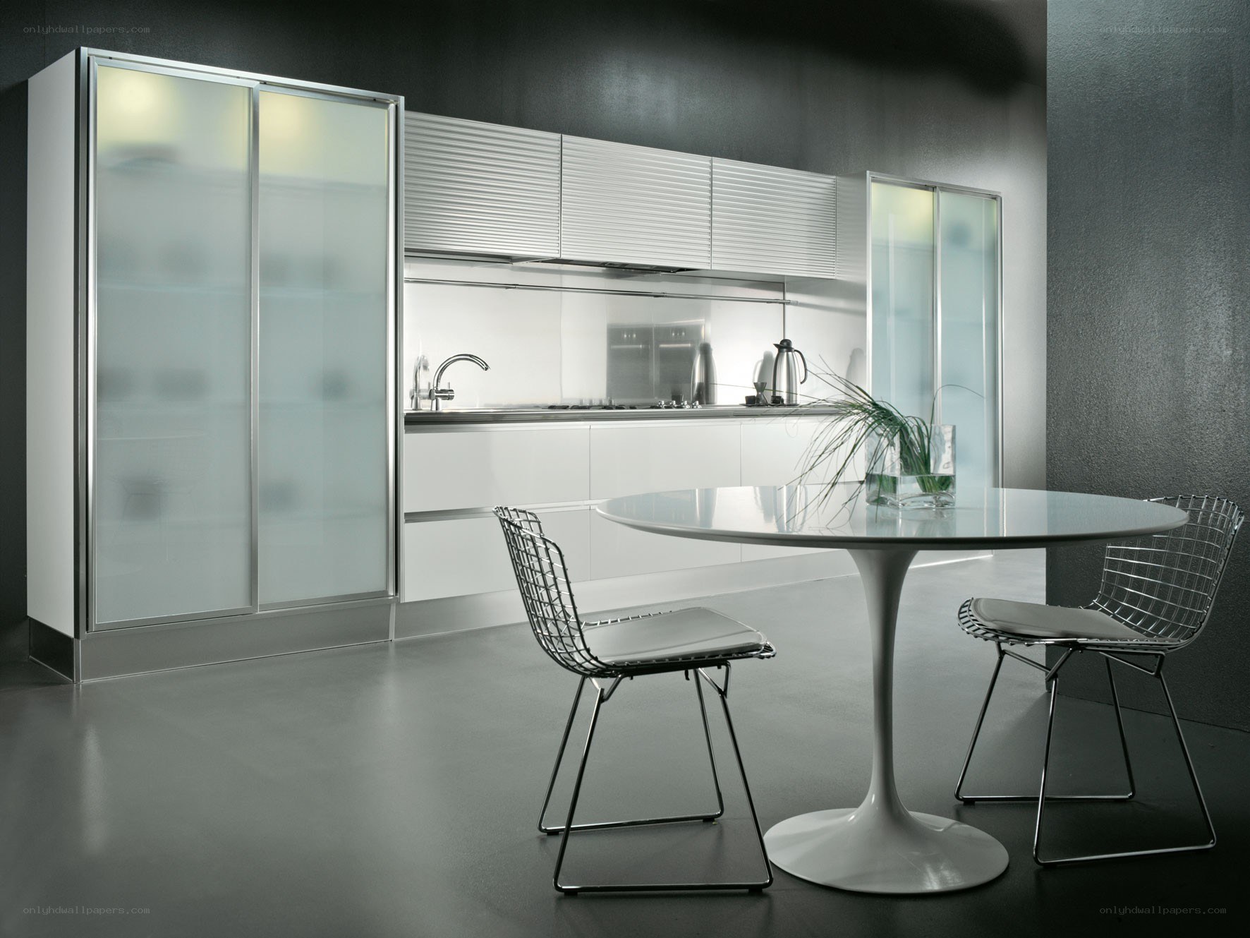 modern kitchen with dining table