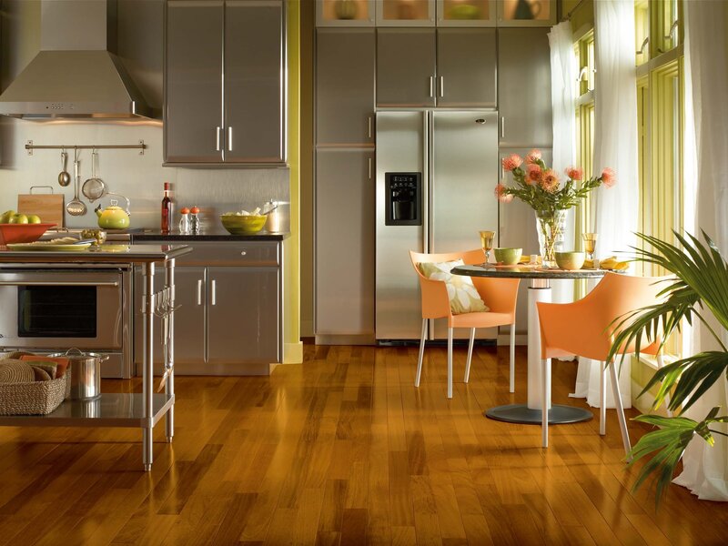 modern kitchen with hardwood floors