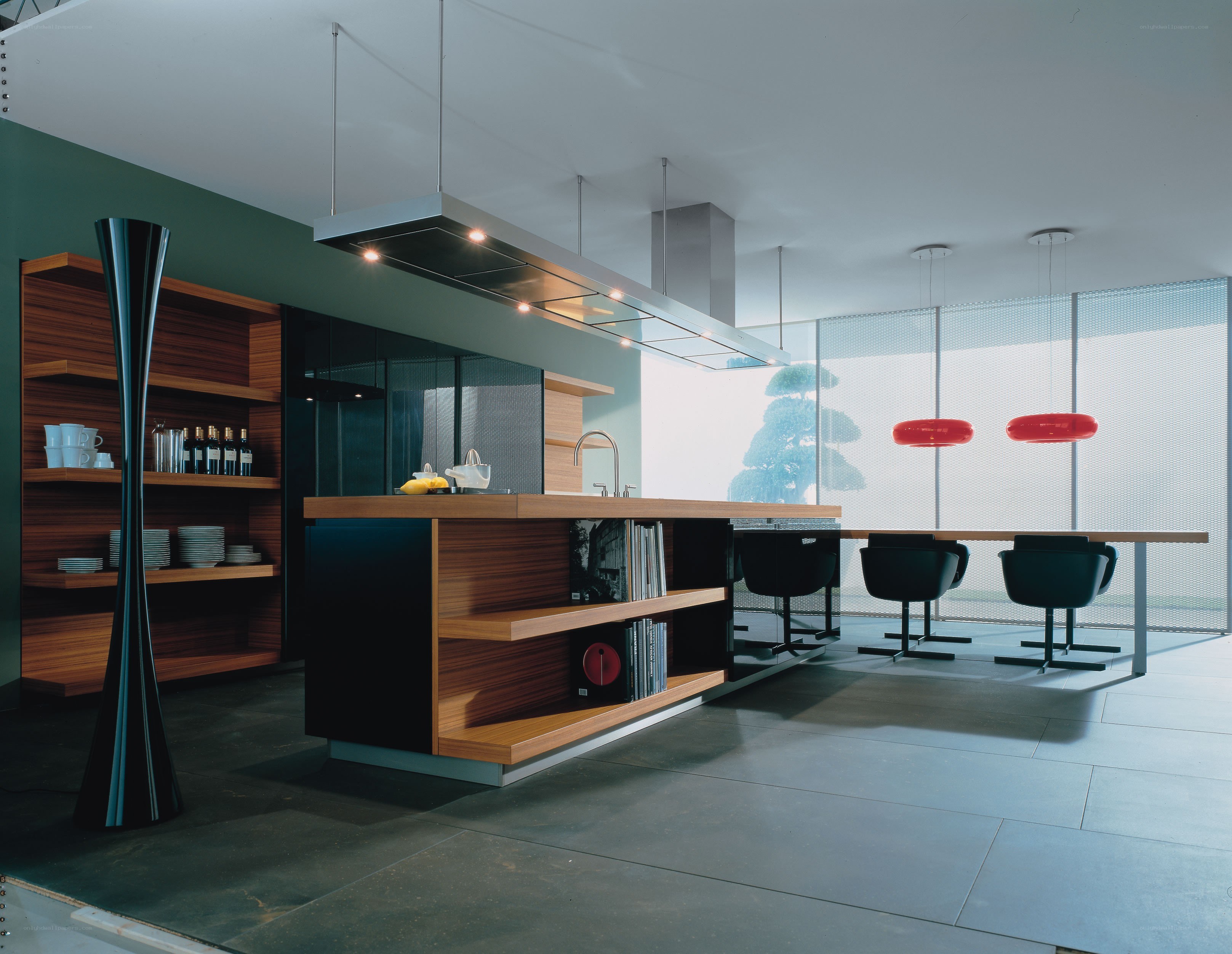 Modern kitchen with island and dining area