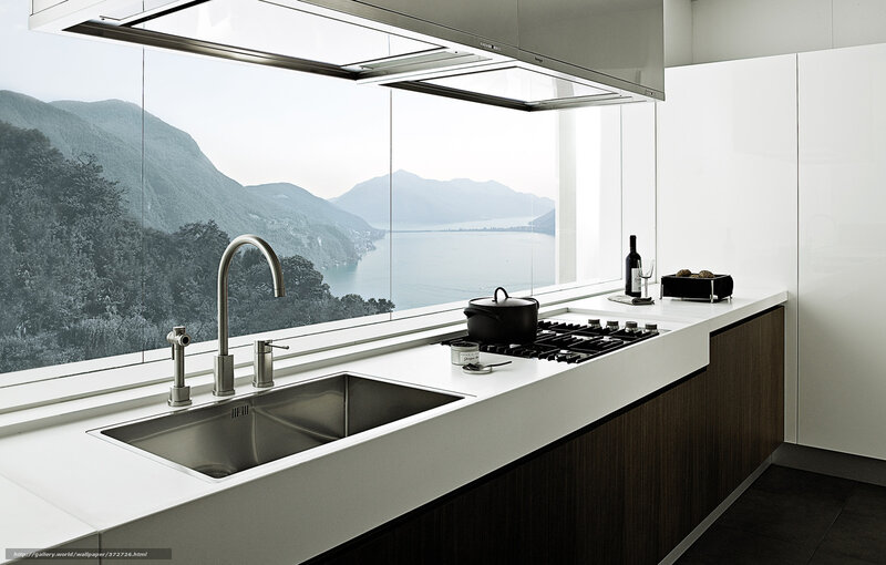Modern Kitchen with Lake View — White