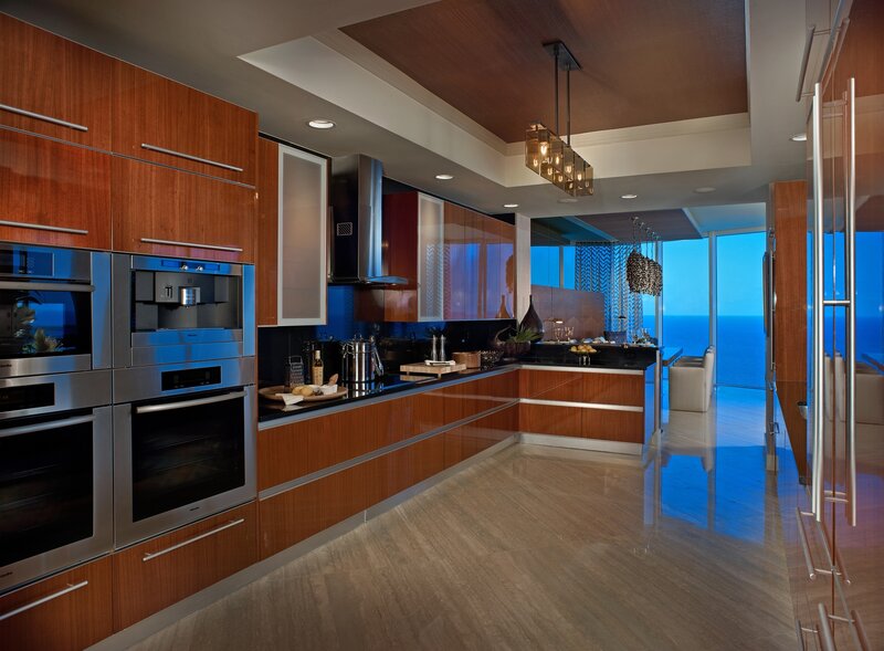 Modern kitchen with ocean view