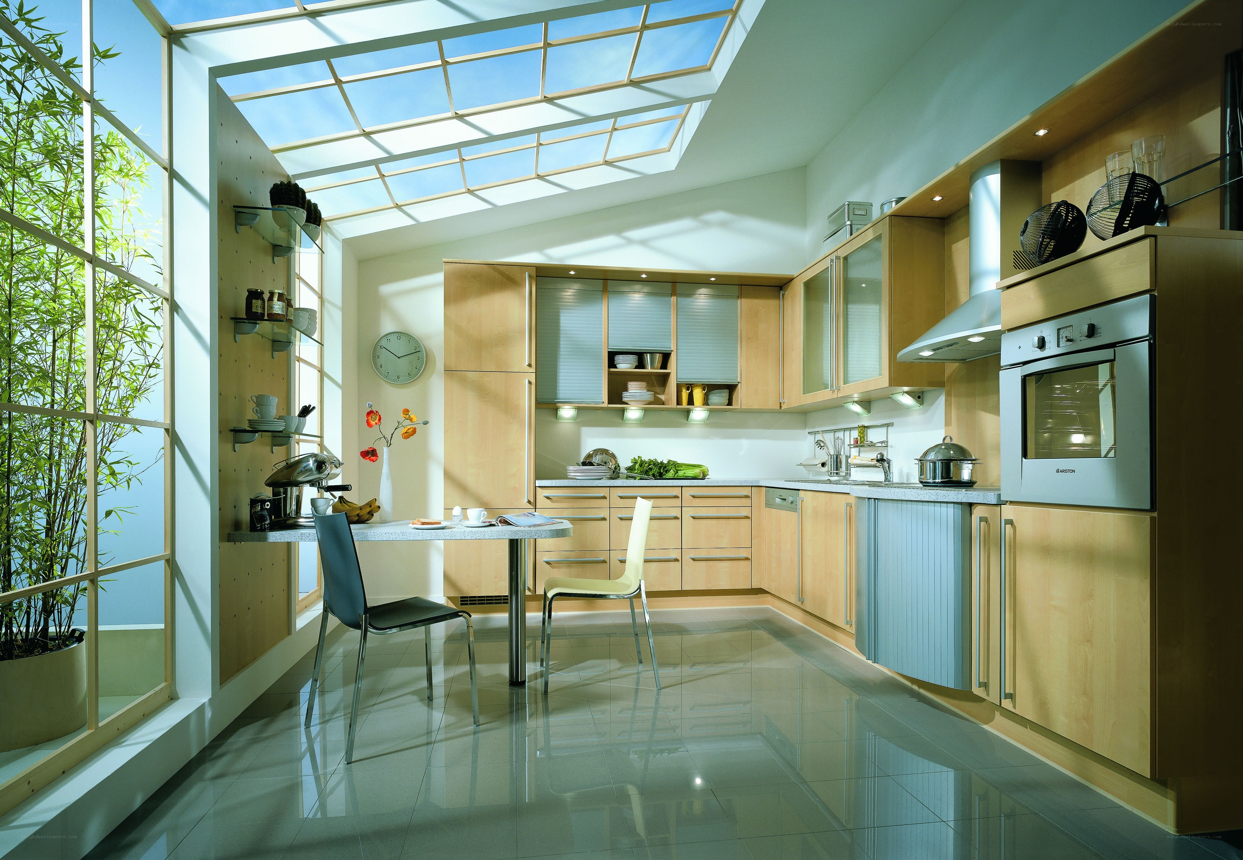 Modern kitchen with skylight