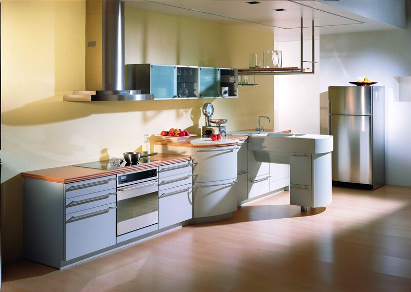 Modern kitchen with stainless steel appliances