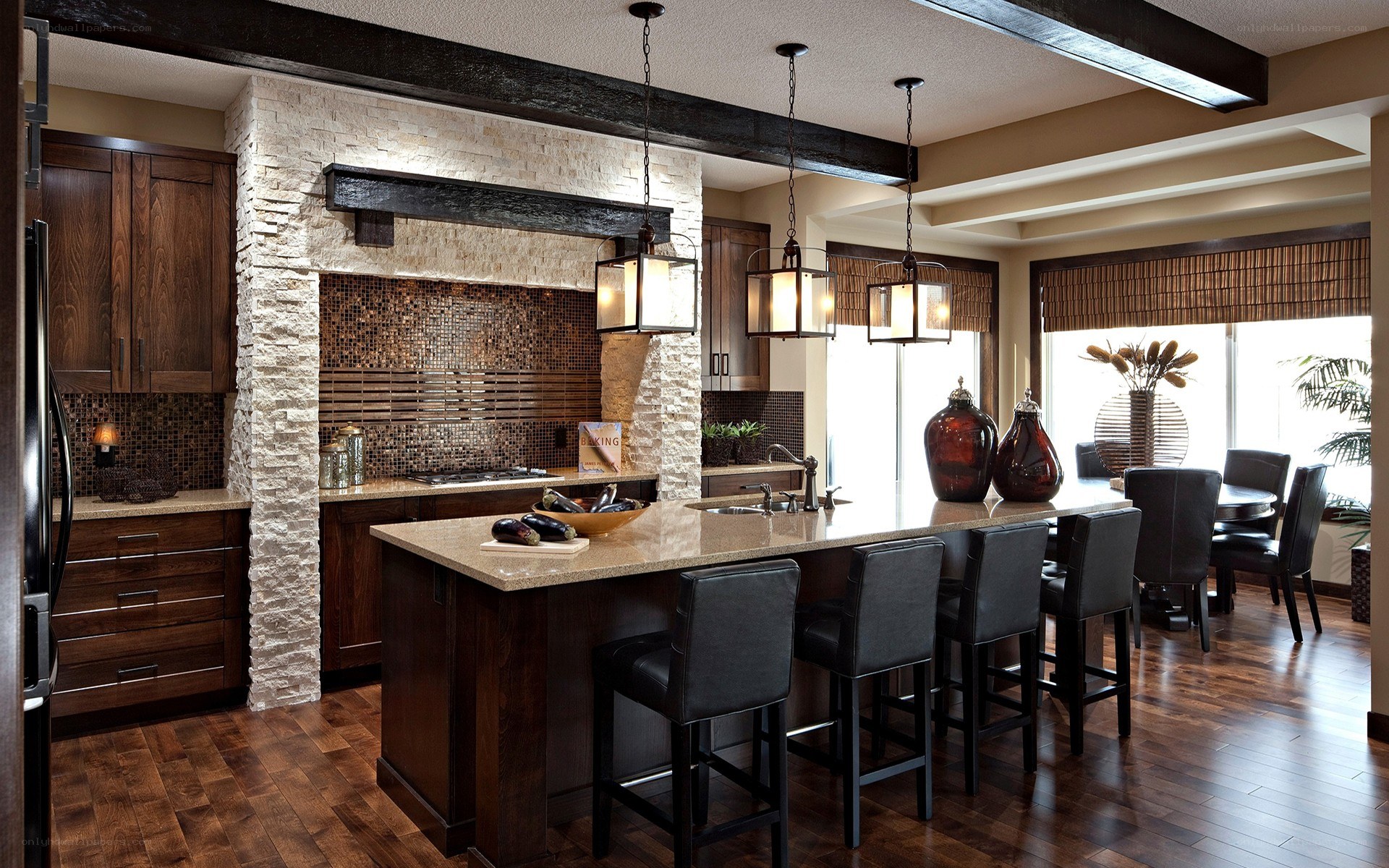 modern kitchen with stone island
