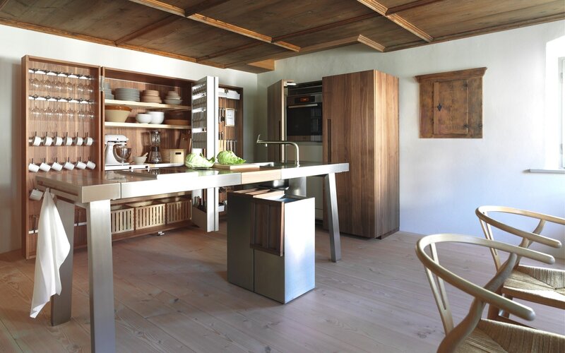 Modern kitchen with wooden accents