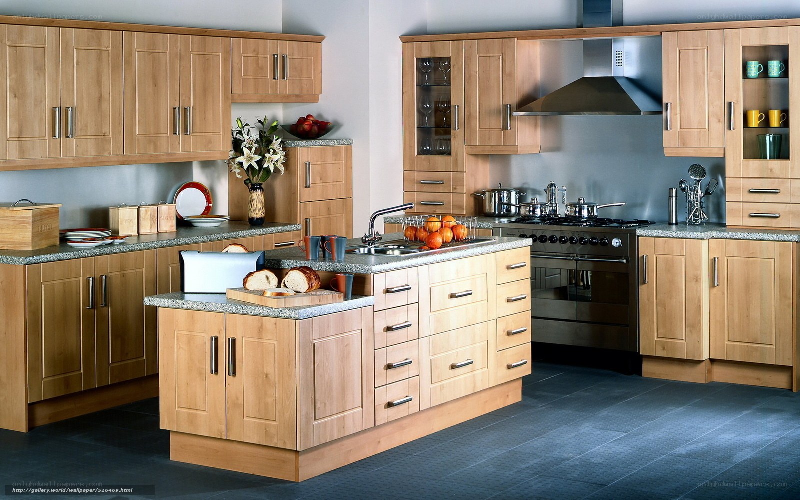modern kitchen with wooden cabinets