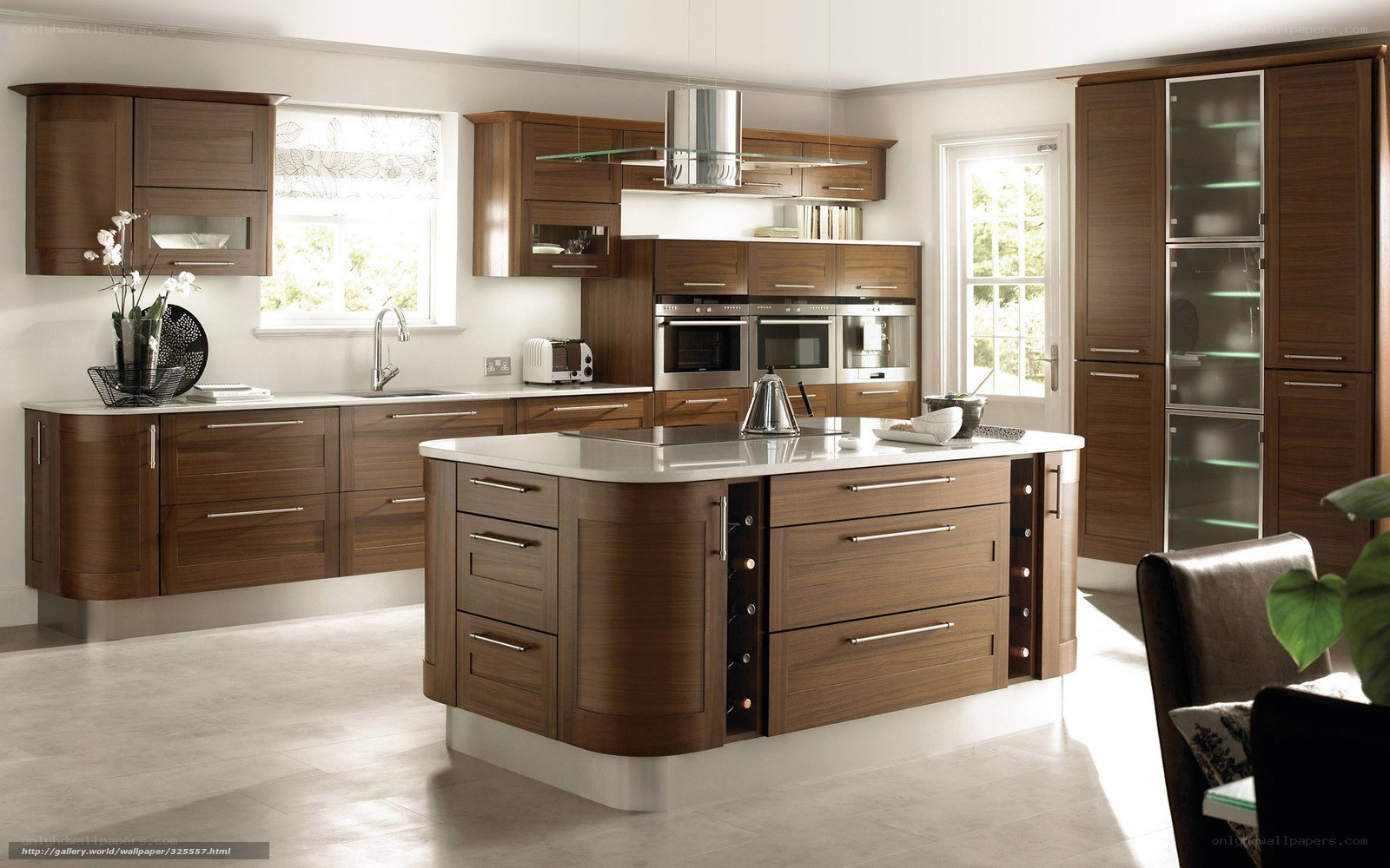 Modern kitchen with wooden cabinets