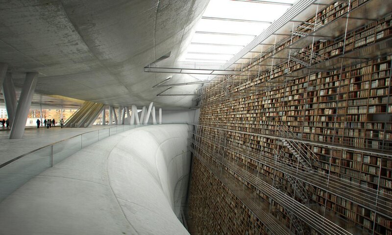 Modern library interior