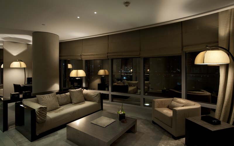 modern living room at night