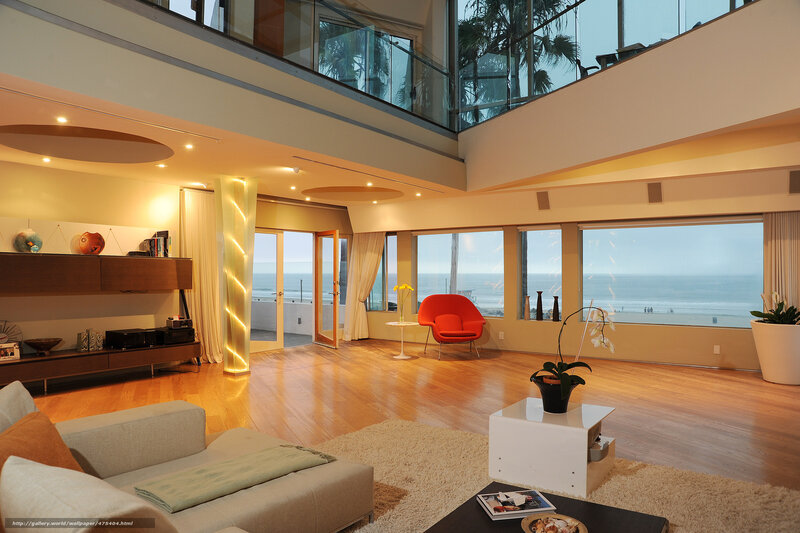 Modern Living Room — Beige, Serene, Afternoon, Photograph, Ocean View