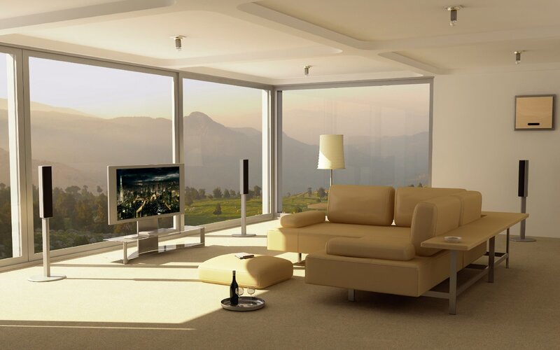 Modern Living Room — Beige, Serene, Sunset