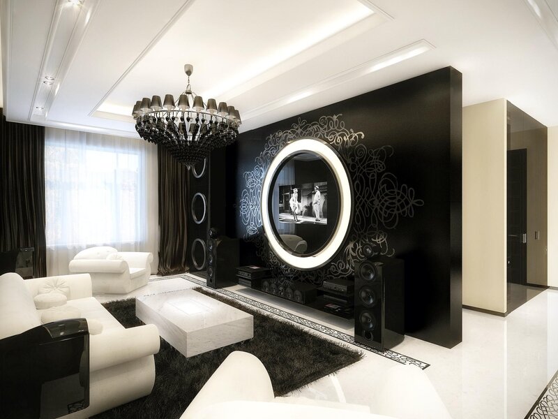 Modern Living Room — Black, Luxurious