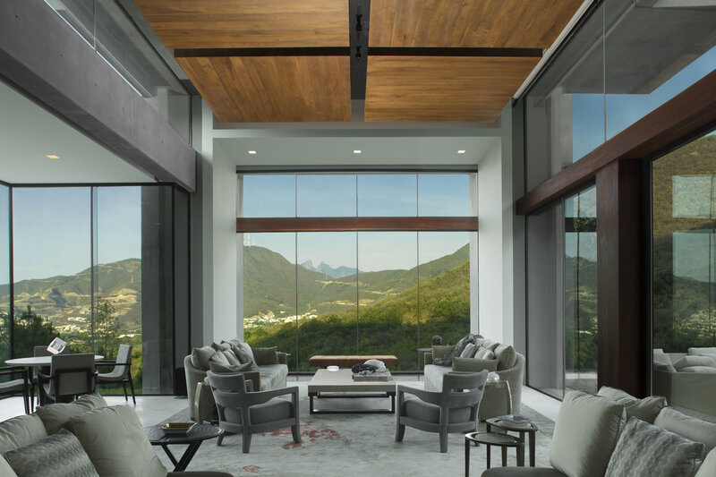 Modern Living Room — Gray, Serene, Afternoon, Photograph, Mountains