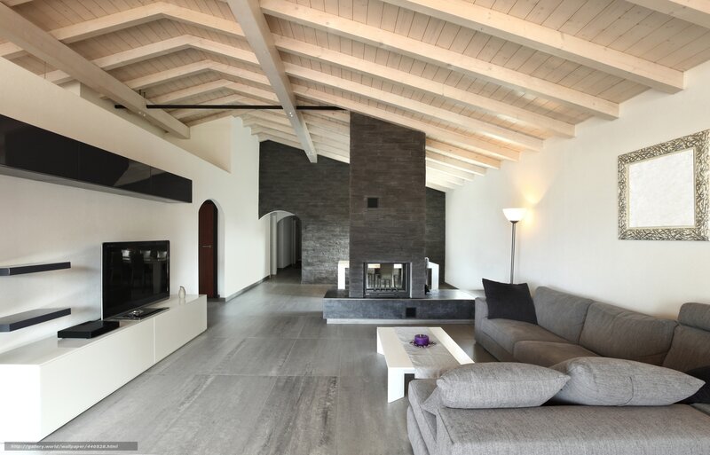 Modern Living Room — Gray, Serene, Photograph