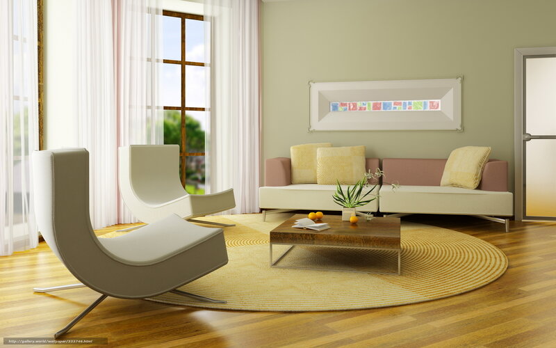 Modern Living Room Interior — Beige, Calm, Afternoon, 3d Render