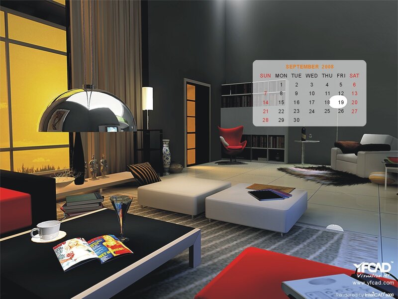 Modern Living Room Interior — Black, Contemporary, Night
