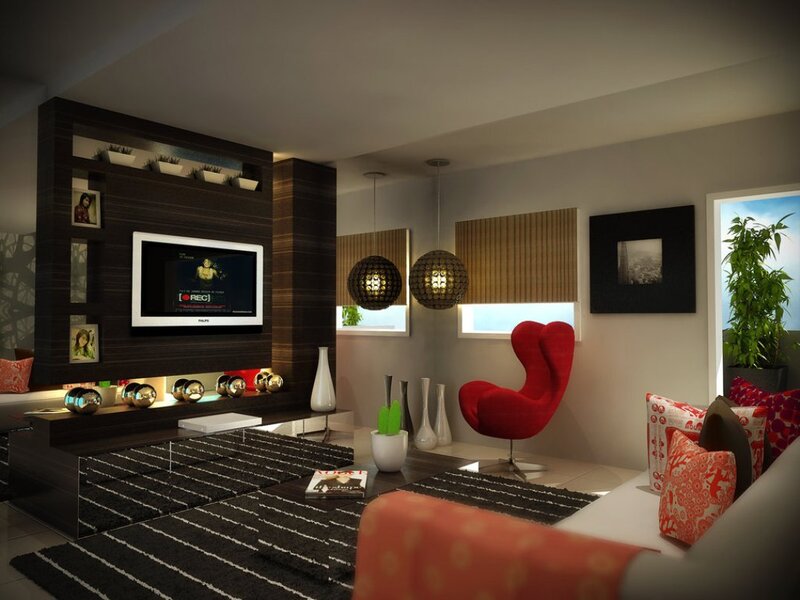 Modern Living Room Interior — Black