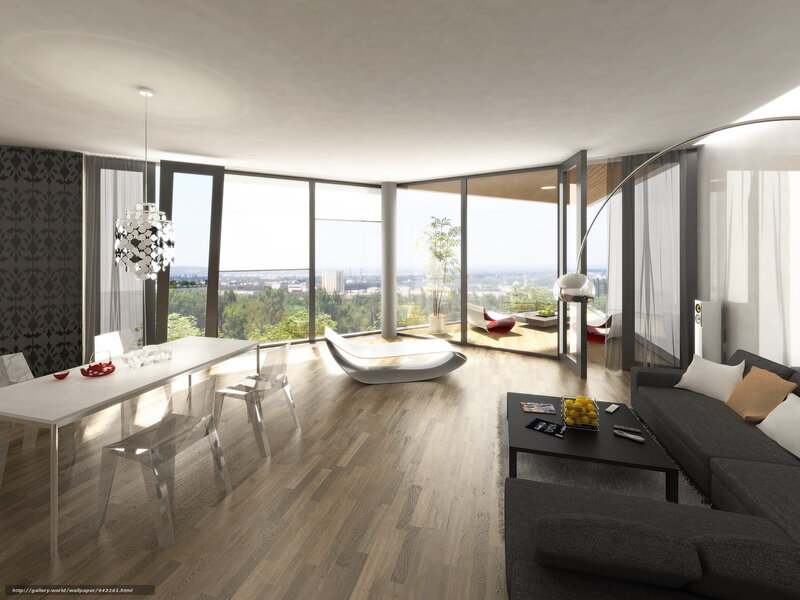 Modern Living Room Interior — Gray, Serene, Afternoon, 3d Render