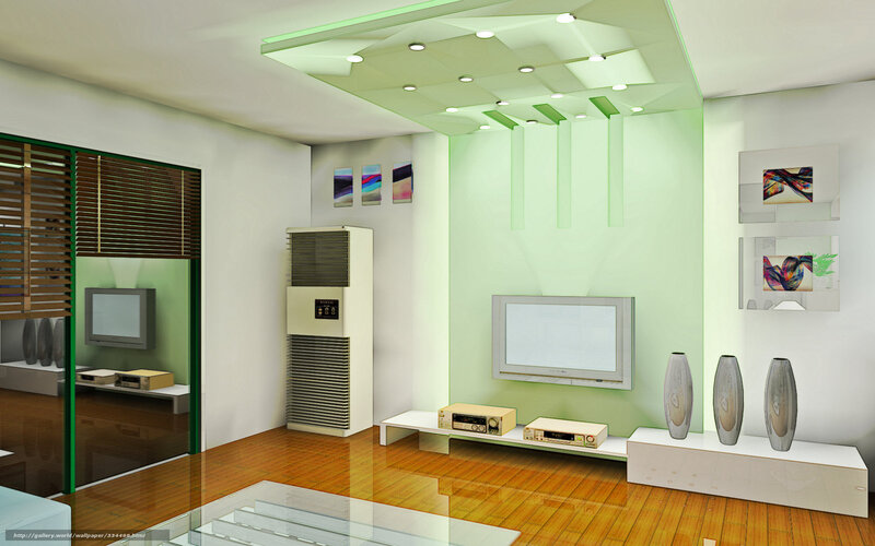 Modern Living Room Interior — Green
