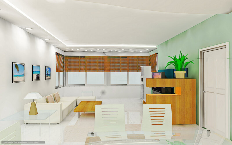 Modern Living Room Interior — White, Calm, 3d Render, Sofa, Plant
