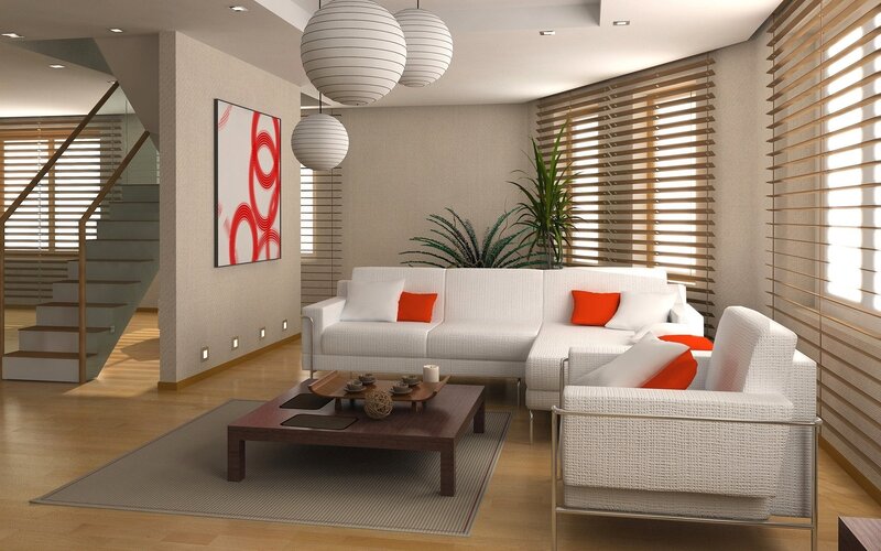 Modern Living Room Interior — White, Calm, 3d Render, Sofa