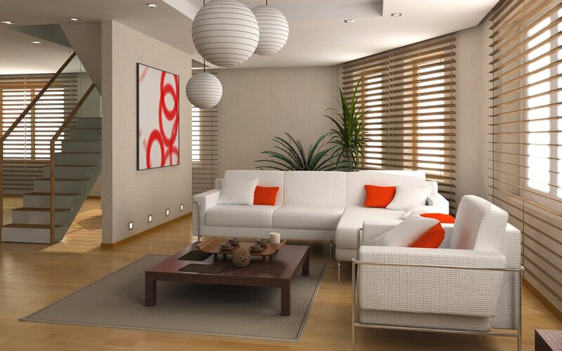 Modern Living Room Interior — White, Calm, 3d Render