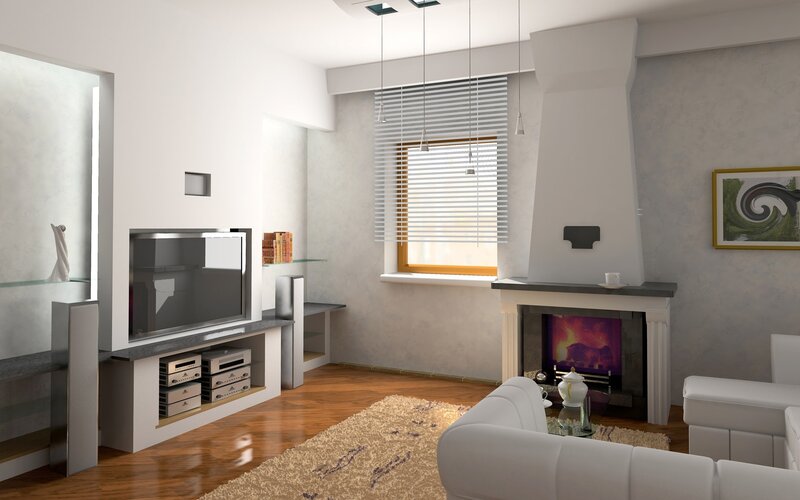 Modern Living Room Interior — White, Calm, Afternoon, 3d Render