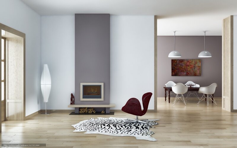 Modern Living Room Interior — White, Minimalist, 3d Render, Fireplace